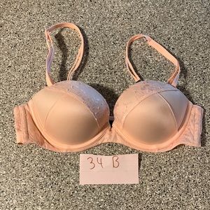 NWOT Pink V-S Push-up lace Mellon-peach very-Sexy bra 34-C Multi-way-wear cute